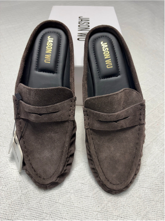 Jason Wu Shoes - Jason Wu Meeky Suede Penny Loafer Mules Chocolate Kid Suede Flats NWT Size 8.5